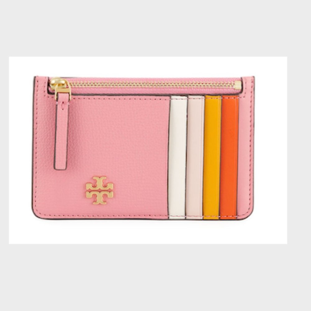 Tory Burch Kira Slim Colorblock Card Case (Pink)